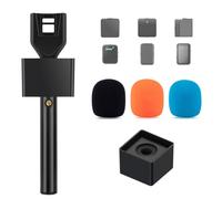 CaTeFo Adaptateur portable pour microphone DJI et Mini Rode - Support de microphone pour interview avec vis 1/4 - Mousse et drapeau pour vlog