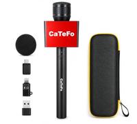 CaTeFo Microphone portable sans fil avec portée de 200 m, batterie de 60 heures, réduction du bruit en un clic et compatibilité universelle pour smartphones, PC, iOS/Android - Comprend pare-brise et
