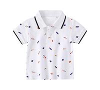 Catégorie de produit : hauts pratiques pour enfants avec impression de dessin animé, manches courtes, tenue de tous les jours, coton de qualité supérieure, coupe solide, confortable et élégant, Blanc