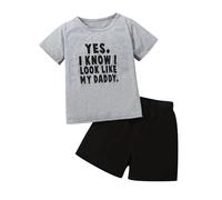 Catégorie de produit : tenues et ensemble pour garçon - Titre du produit pour tout-petit - Manches courtes - Imprimé dinosaure - T-shirt - Haut - Short - Tenue pour enfant (gris, 9-10 ans)