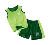 Catégorie de Vêtements pour Garçons - Ensemble Sportif Été sans Manches T-Shirt et Short Séchage Rapide Style Football Ensemble 2 (Green, 5-6 Years) #254