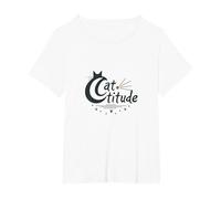 Catégorie : Sassy Feline Spirit pour Les Amoureux des Chats T-Shirt, Femme Grandes Tailles, Blanc, 1X