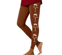 Catégories de vêtements Pantalons décontractés pour Femmes - Pantalon de Yoga Taille Haute imprimé Verre de vin Noël Leggings Sculptants pour Workouts et détente (Coffee, M)