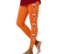 Catégories de vêtements Pantalons décontractés pour Femmes - Pantalon de Yoga Taille Haute imprimé Verre de vin Noël Leggings Sculptants pour Workouts et détente (Orange, M)