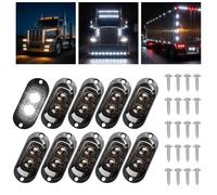 Catekro 10x Feux de Gabarit à LED 12V-24V, 2 LED Feux de Position, Blanc | Feu de Gabarit Remorque pour Camion Bus Caravane Utilitaire Robuste & Étanche IP65 Universels