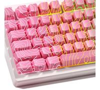 Catekro Brillez à Travers Les Touches Rose, Ensemble de Touches Blanches Profil OEM, 118 Touches Touches de Clavier Imprimées Latéralement pour Clavier Mécanique, Topographique