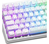 Catekro Touches Topographiques, OEM 118 Touches, Légendes Gravées sur Le Côté, Transparentes Keycaps, Technologie IMD, Trois Couches de Matériau, Idéal pour Claviers 75% & 60% (Blanc)