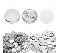 CATELL 100 Pièces Badge Personnalisable 25mm Badges Vierges en Métal avec des Épingles pour Pins DIY Badge Personnalisé Idéal pour Machine à Badge DIY Porte-Nom Vêtements Badge Photo