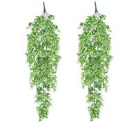 CATELL 2 Pcs 70CM Plante Artificielle Tombante, Plantes Artificielles Suspendues Fausse Plante Tombante Plante Tombante Artificielle Extérieure Intérieure Decoration pour Cuisine Balcon Jardin Blanc