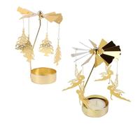 CATELL 2 Pièces Photophore, Doré Bougeoir Rotatif Noel Porte-Bougies à Réchaud Porte-Bougies Rotatif Bougeoir Carrousel pour Mariage Halloween Anniversaire Noël Décoration Diamètre 4,6cm/1,8inch