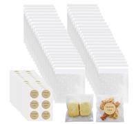 CATELL 200 Pièces Sachets Bonbons Sachet Bonbon Sachets Plastique Transparent Sac Cellophane Autocollants Petit Sachet Transparent avec Étiquettes pour Remplir Biscuits Pâtisseries Desserts (10*10cm)