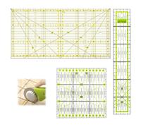 CATELL 3 Pcs Regle Couture, Regle Patchwork Couture 5 x 30 cm/15 x 15 cm/15 x 30 cm Règle de Couture Transparente Règle Couture avec Échelle et Indications D'angles pour Patchwork Quilting Couture
