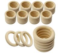 CATELL 48 Pièces Anneau Bois Anneaux en Bois Naturel Anneau de Dentition Bois Anneaux de Bois Naturel Cercle en Bois Artisanat pour Bricolage Décoration Fabrication de Bijoux 50 mm