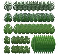 CATELL 50 Pcs Feuille De Palmier Artificielle Simulation Feuille Artificielle Decoration Feuilles Artificielles Feuille Tropicale Vertes Feuilles De Palmier Artificielles pour Luau Hawaïen Fête