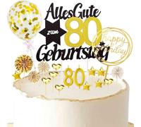 Catelves Lot de 19 décorations de gâteau d'anniversaire pour 80e anniversaire femme homme 80 ans Décoration de gâteau 80e anniversaire femme Décoration de gâteau 80 ans anniversaire femme Décoration