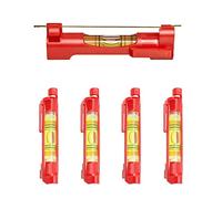 Catelves Lot de 4 niveaux à bulle rouge avec cordon - Niveau à bulle professionnel - Pour travaux de maçonnerie, travaux de plomberie, travaux de gouttière (rouge)