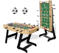 Catennacio Zizou Baby-Foot Enfant & Ados Pliable Bois Clair - Babyfoot Compact 121 cm - Barres Télescopiques Acier, 2 Balles Incluses - Gain de Place & Facile à Ranger