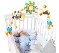 caterbee Barre de Jouets pour balançoire pour bébé, Arche d'activité de Voyage, Jouets pour Berceau pour Nourrissons et Tout-Petits. (Blue)