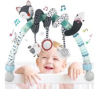 caterbee Spirale d'Activités pour Poussette et Lit Bébé, Jouet Éducatif avec Motif Fox, Noir et Blanc (CT02)