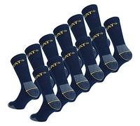 Caterpillar 12 Paires Chaussettes Travail Mi-Mollet - Chaussures de Sécurité - Pointe et Talon Renforcé - Coton Eponge (43-46, Bleu)