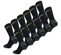 Caterpillar 12 Paires Chaussettes Travail Mi-Mollet - Chaussures de Sécurité - Pointe et Talon Renforcé - Coton Eponge (39-42, Noir)