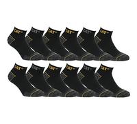 Caterpillar 6/12 Paires Chaussettes Travail Sneaker Hommes Prévention des Accidents Talon et Pointe Renforcées Coton, 12 Paires Noir, 39-42