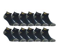 Caterpillar 6/12 Paires Chaussettes Travail Sneaker Hommes Prévention des Accidents Talon et Pointe Renforcées Coton, 12 Paires Bleu, 43-46