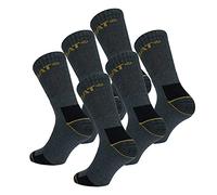 Caterpillar 6 Paires Chaussettes Travail Mi-Mollet - Chaussures de Sécurité - Pointe et Talon Renforcé - Coton Eponge (46-50, 6 Paires Gris)