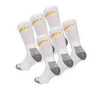 Caterpillar 6 Paires Chaussettes Travail Mi-Mollet - Chaussures de Sécurité - Pointe et Talon Renforcé - Coton Eponge (41-45, 6 Paires Blanc)
