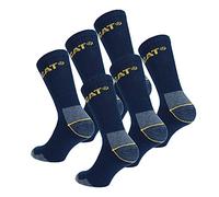 Caterpillar 6 Paires Chaussettes Travail Mi-Mollet - Chaussures de Sécurité - Pointe et Talon Renforcé - Coton Eponge (46-50, 6 Paires Bleu)