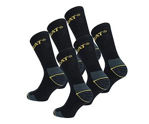 Caterpillar 6 Paires Chaussettes Travail Mi-Mollet - Chaussures de Sécurité - Pointe et Talon Renforcé - Coton Eponge