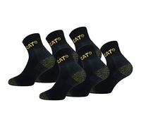 Caterpillar 6 Paires Chaussettes Travail Quarter Hauteur Au-Dessus de la Cheville - Renfort Double Talon et Pointe - Semelle Intérieure en Coton Bouclette (Noir, 39-42)