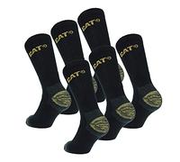 CAT Caterpillar 6 Paires de chaussettes de sécurité au travail pour hommes, double renfort sur la pointe et le talon, Coton d'excellente qualité (Noir, 39-42)