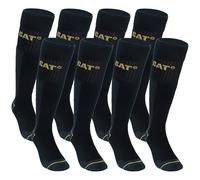 Caterpillar 8 Paires Chaussettes Longues Travail Hommes - Renforcées Talon et Pointe - Coton (Noir, 43-46)