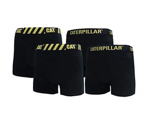 Caterpillar Boxer Homme, Lot de 4, Élastique Divers Motifs, Coton (Noir-Rayures, XL)