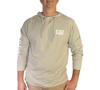 Caterpillar Chemise Longues avec Capuche UPF 50, contrôle de l'humidité et Logo Chat sur la Manche T-Shirt, Peyote, M Homme