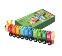 Caterpillar Math Caterpillar Jouet de comptage en bois | de mathématiques cognitives éducatives - Train à roue coloré éducatif, reconnaître différents trains colorés pour une éducation