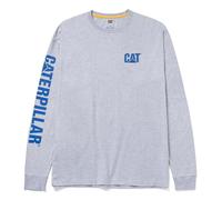 Caterpillar Men's Trademark Banner Long Sleeve Tee, Heather Grey/Blue, S