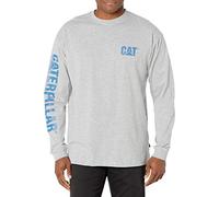 Caterpillar Men's Trademark Banner Long Sleeve Tee, Heather Grey/Blue, XL