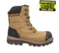 Caterpillar Premier Homme Cuir Imperméable Travail Extérieur Sécurité Bottes Tan