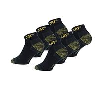 Caterpillar Premium Sneaker 6 Paires de chaussettes sneaker de sécurité au travail pour hommes, double renfort sur la pointe et le talon, Coton d'excellente qualité (Noir, 35-38)