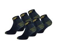 Caterpillar Premium Sneaker 6 Paires de chaussettes sneaker de sécurité au travail pour hommes, double renfort sur la pointe et le talon, Coton d'excellente qualité (Bleu, 43-46)