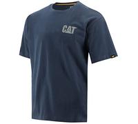 Caterpillar T-Shirts pour Homme avec Bordure côtelée indéformable, col sans étiquette et Logo Chat sur la Poitrine Gauche, Eclipse Anthracite, Taille XL