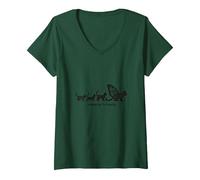Caterpillar to Caterfly : Art de l'évolution du Chat fantaisiste T-Shirt avec Col en V, Femme, Vert Forêt, XL