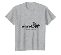 Caterpillar to Caterfly : Art de l'évolution du Chat fantaisiste T-Shirt, Enfant, Gris Chiné, 12 Ans