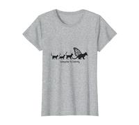 Caterpillar to Caterfly : Art de l'évolution du Chat fantaisiste T-Shirt, Femme, Gris Chiné, 3XL