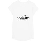 Caterpillar to Caterfly : Art de l'évolution du Chat fantaisiste T-Shirt, Fille, Blanc, XS