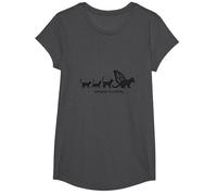 Caterpillar to Caterfly : Art de l'évolution du Chat fantaisiste T-Shirt, Fille, Chiné Foncé, XS
