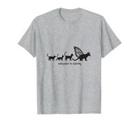 Caterpillar to Caterfly : Art de l'évolution du Chat fantaisiste T-Shirt, Homme, Gris Chiné, XXL