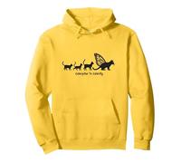Caterpillar to Caterfly : Chat décalé Evolution Art Sweat à Capuche, Unisexe pour Adultes, Citron, XXL
